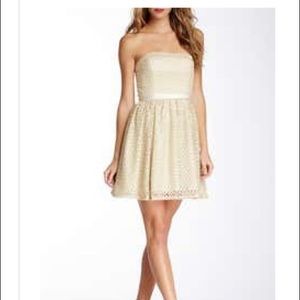 aidan mattox a line dress champagne
